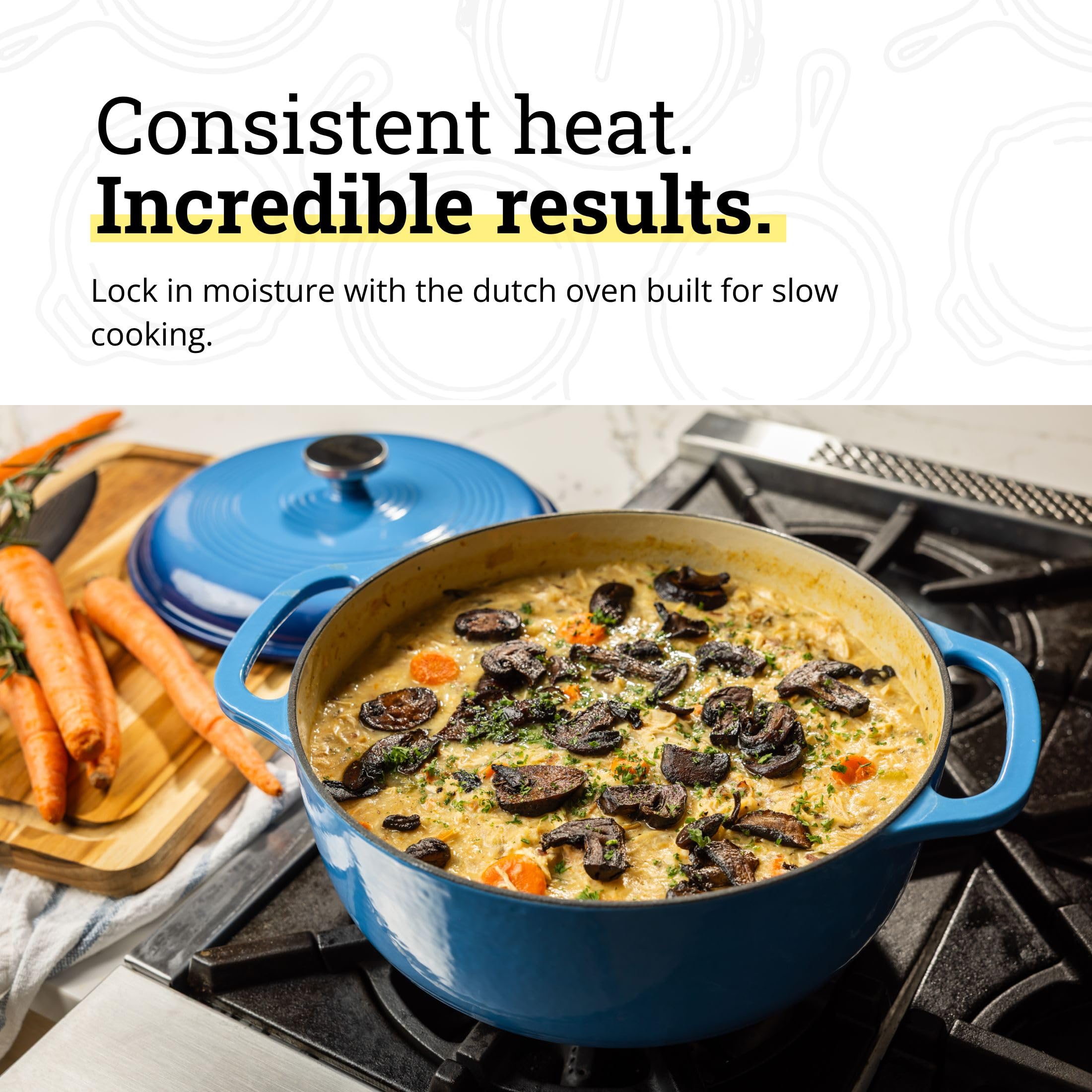 Lodge Essential Enamel Cast Iron Dutch Oven, 6 Quart, Caribbean Blue — Amazon image 3