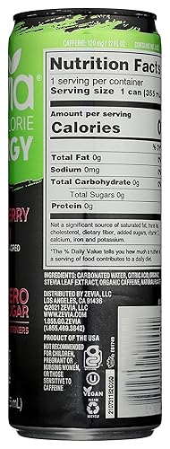 Miniatura 3 de Zevia Bebida energética sin calorías, kiwi de fresa, 120 mg de cafeína, cero azúcar, sin OMG, 12 onzas líquidas (paquete de 12)