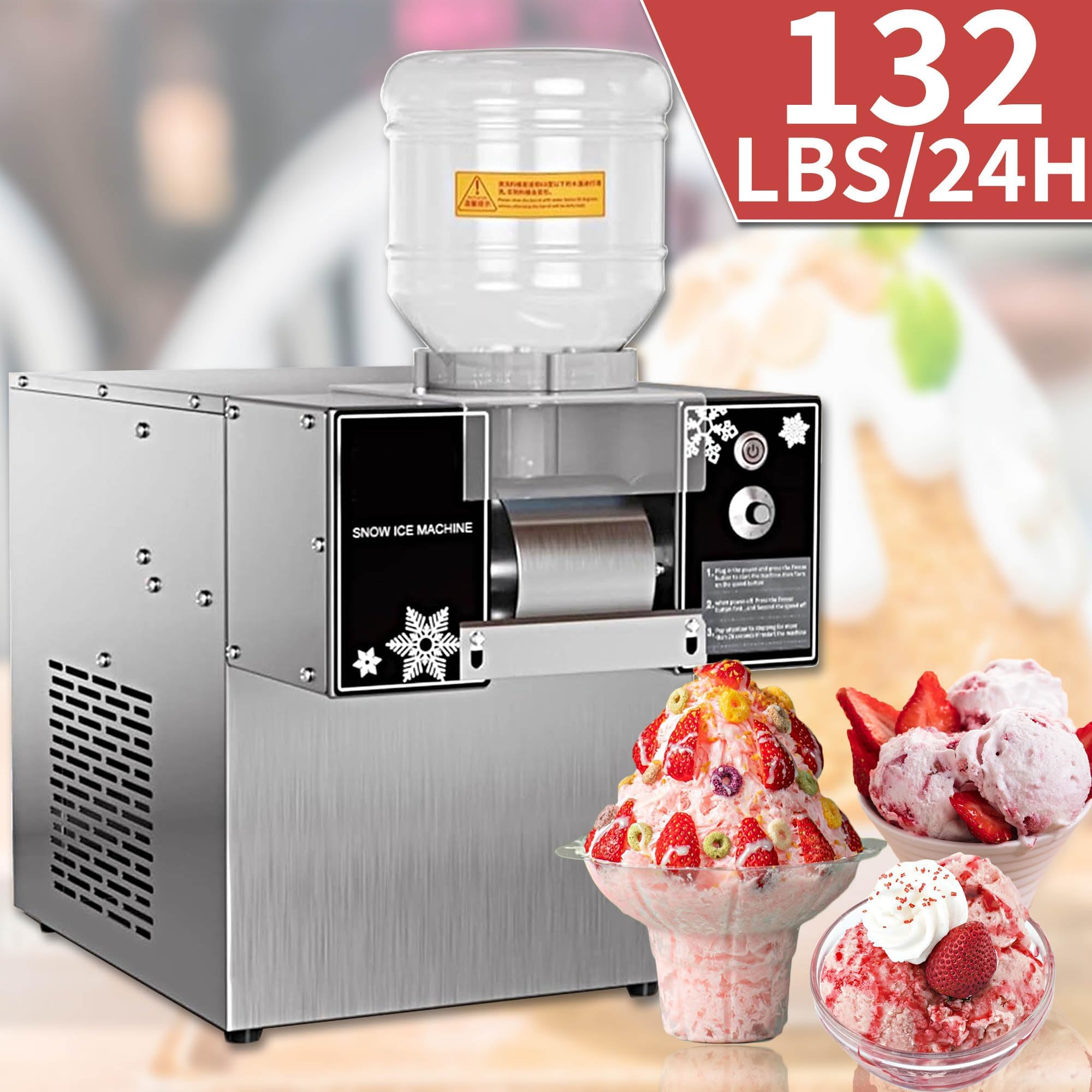 Kommerzielle Schneeflockeneismaschine, Kleiner Schneekegel-Slushie-Maker, Schneeflockeneis-Rasierer, Eisproduktion 132LBS/24H, Einstellbare Geschwindigkeit, Für Restaurant, Supermarkt, Café