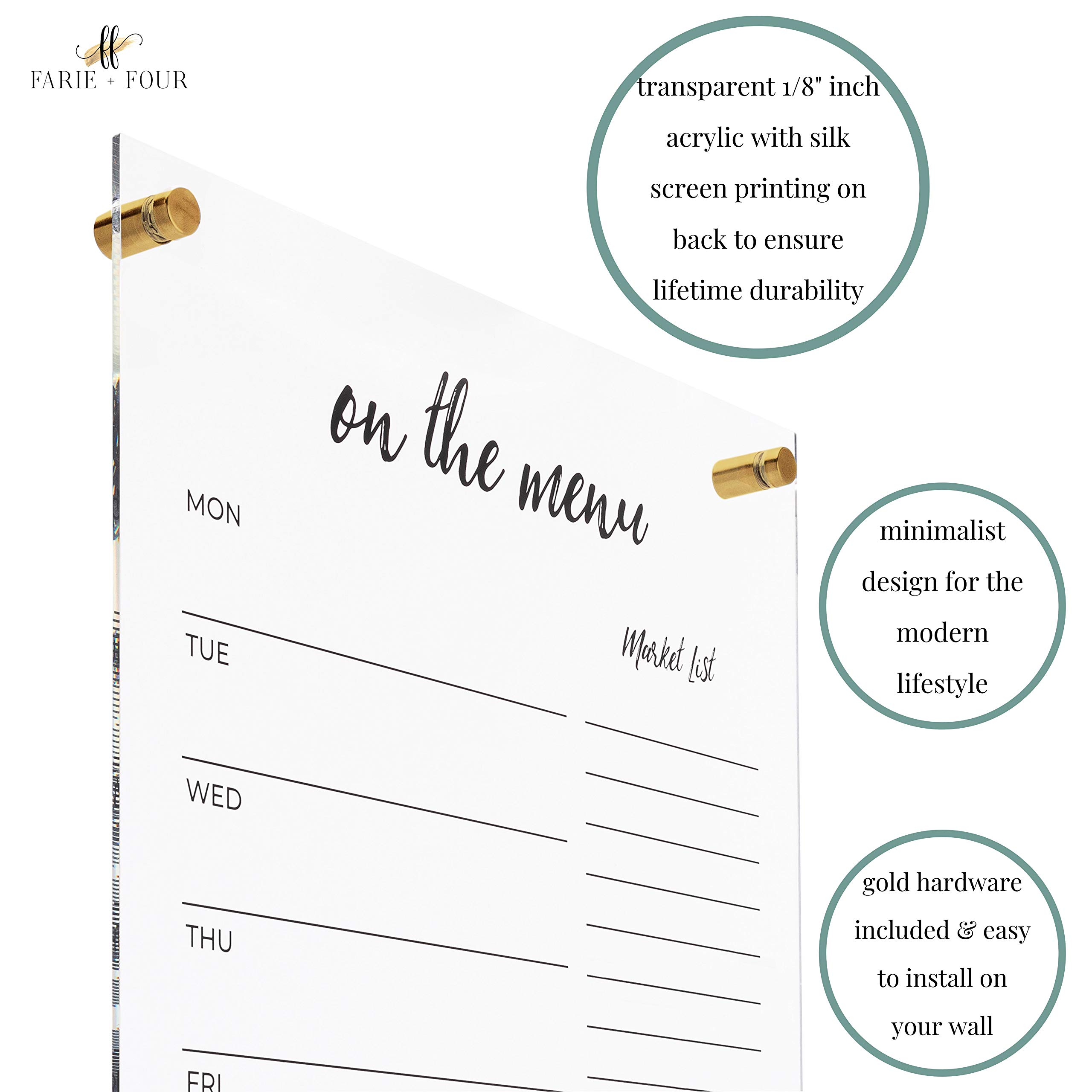 Acrylic Menu Board for Kitchen Dry Erase Weekly Meal Planner and