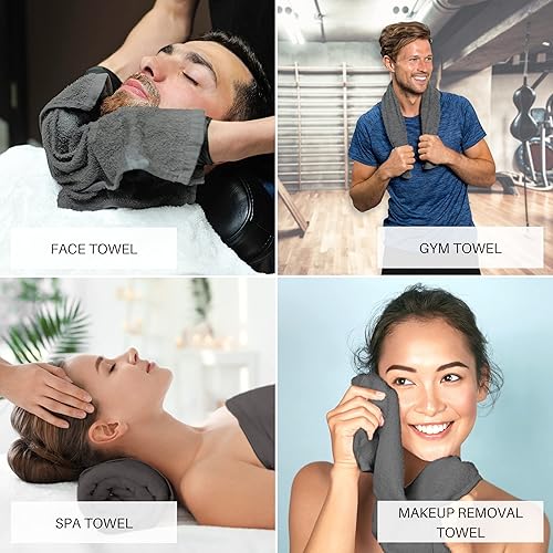 Miniatura 3 de GOLD TEXTILES Toallas de mano grises para baño, 100% algodón hilado en anillo (paquete de 4, 16 x 30 pulgadas), de lujo, suaves, absorbentes y de
