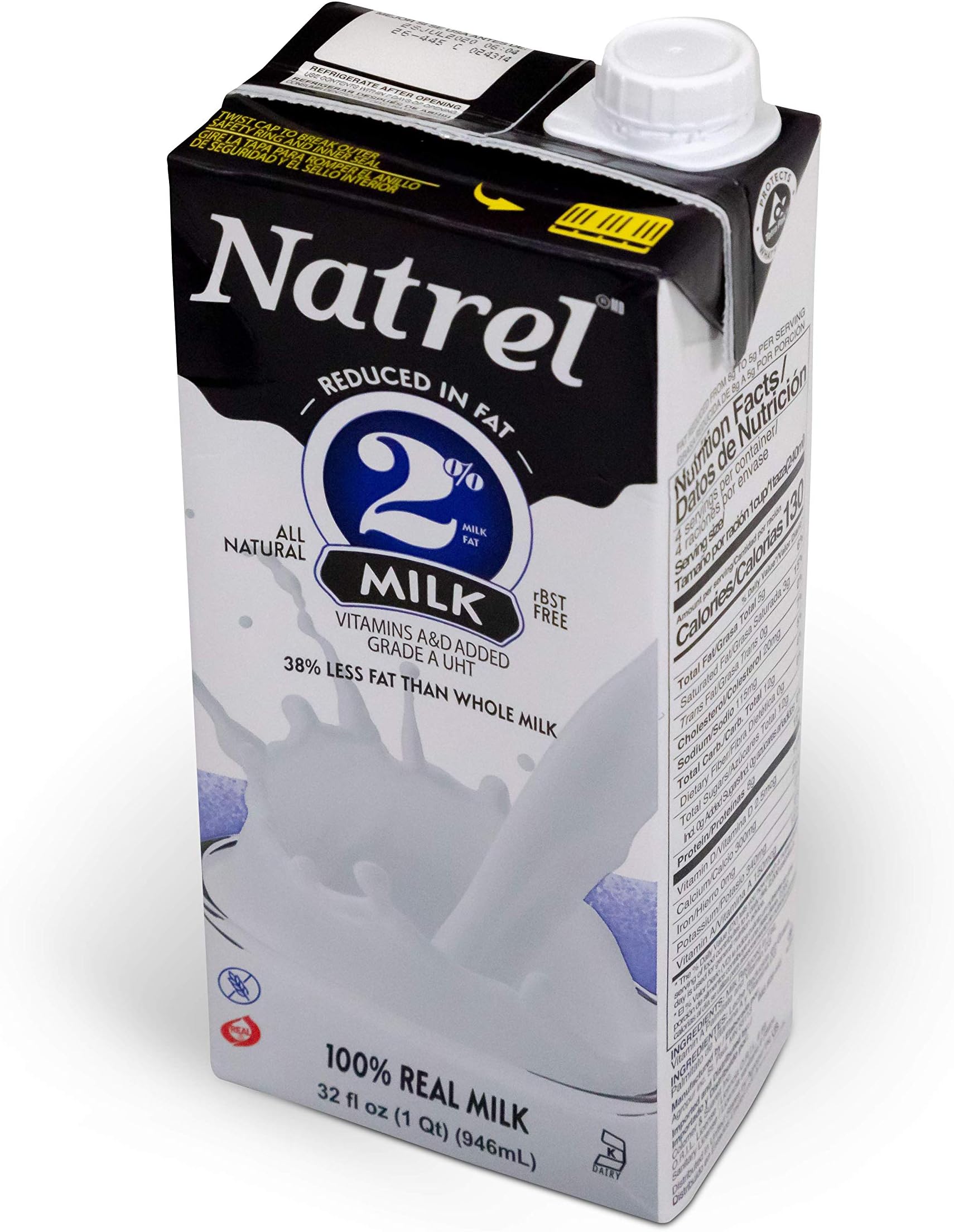 Natrel Milk 2%, 32 Ounce (Pack of 6)