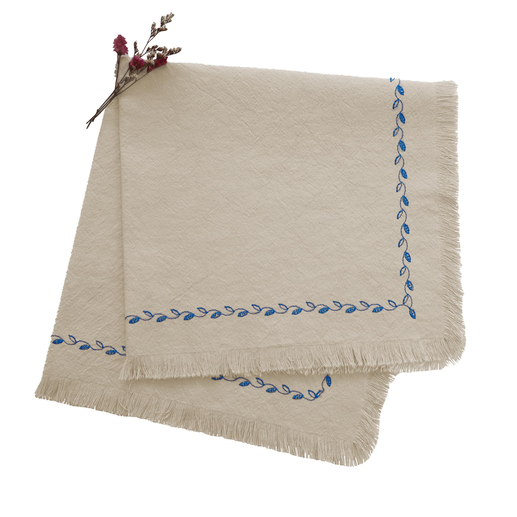 Ayuzawa Embroidered Handmade Cloth Napkins，Thickened Cotton Cloth Napkins with Fringe，Kitchen Dining Tabletop Decoration，for Dinners, Parties,