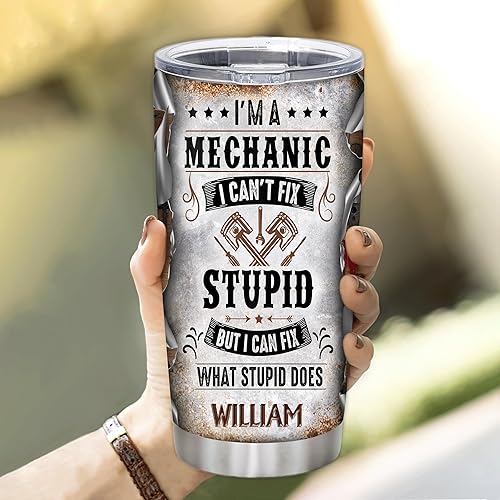 Miniatura 10 de Hyturtle Regalos de mecánico personalizados para hombres  Mecánica tarifa por hora personalizada con nombre personalizado vasos de acero inoxidable