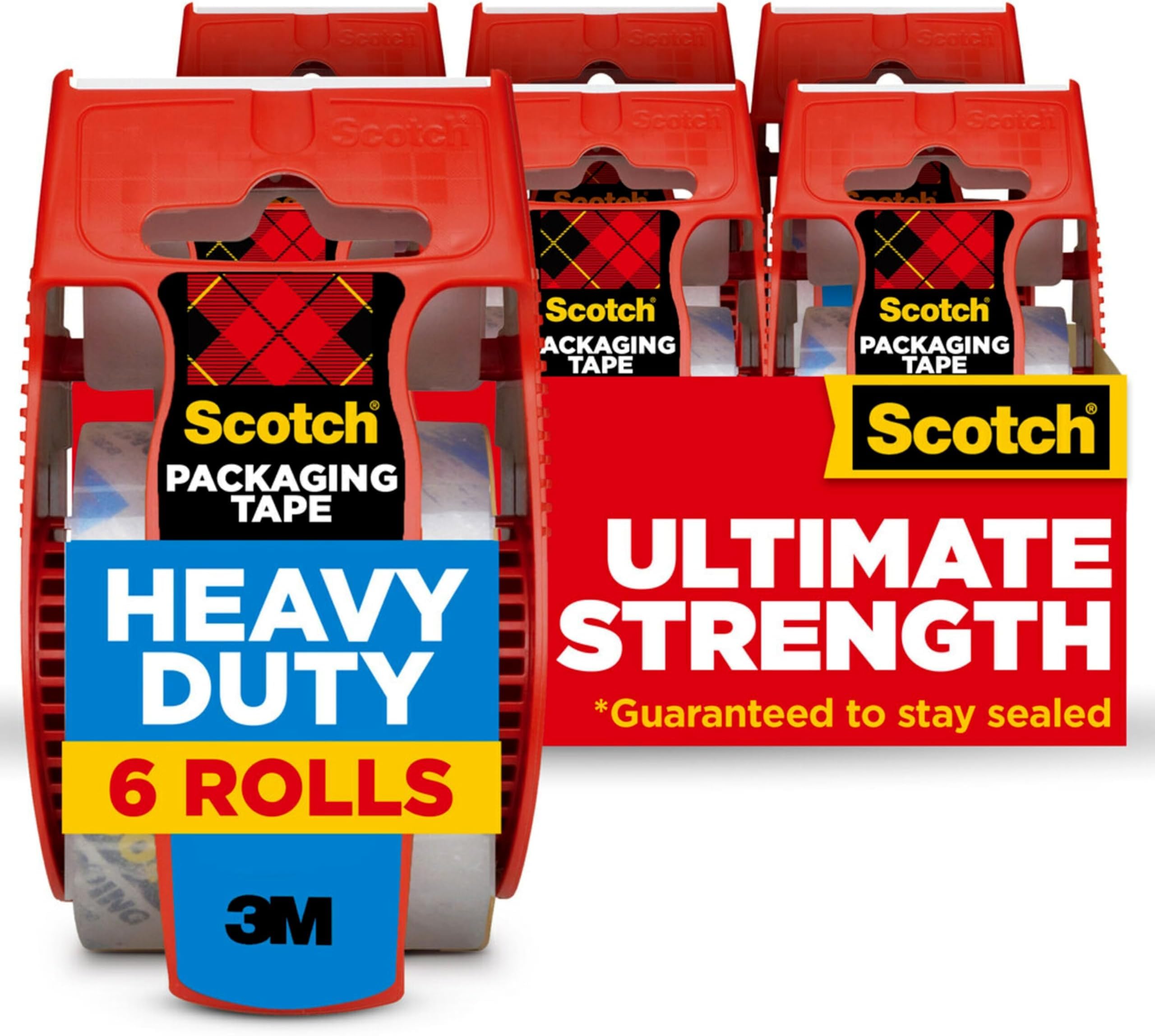 Scotch Heavy Duty Packing Tape, Clear, 1.88 in. x 22.2 yd. (6 Rolls) | Secure Box Sealing Tape for Shipping - main product image