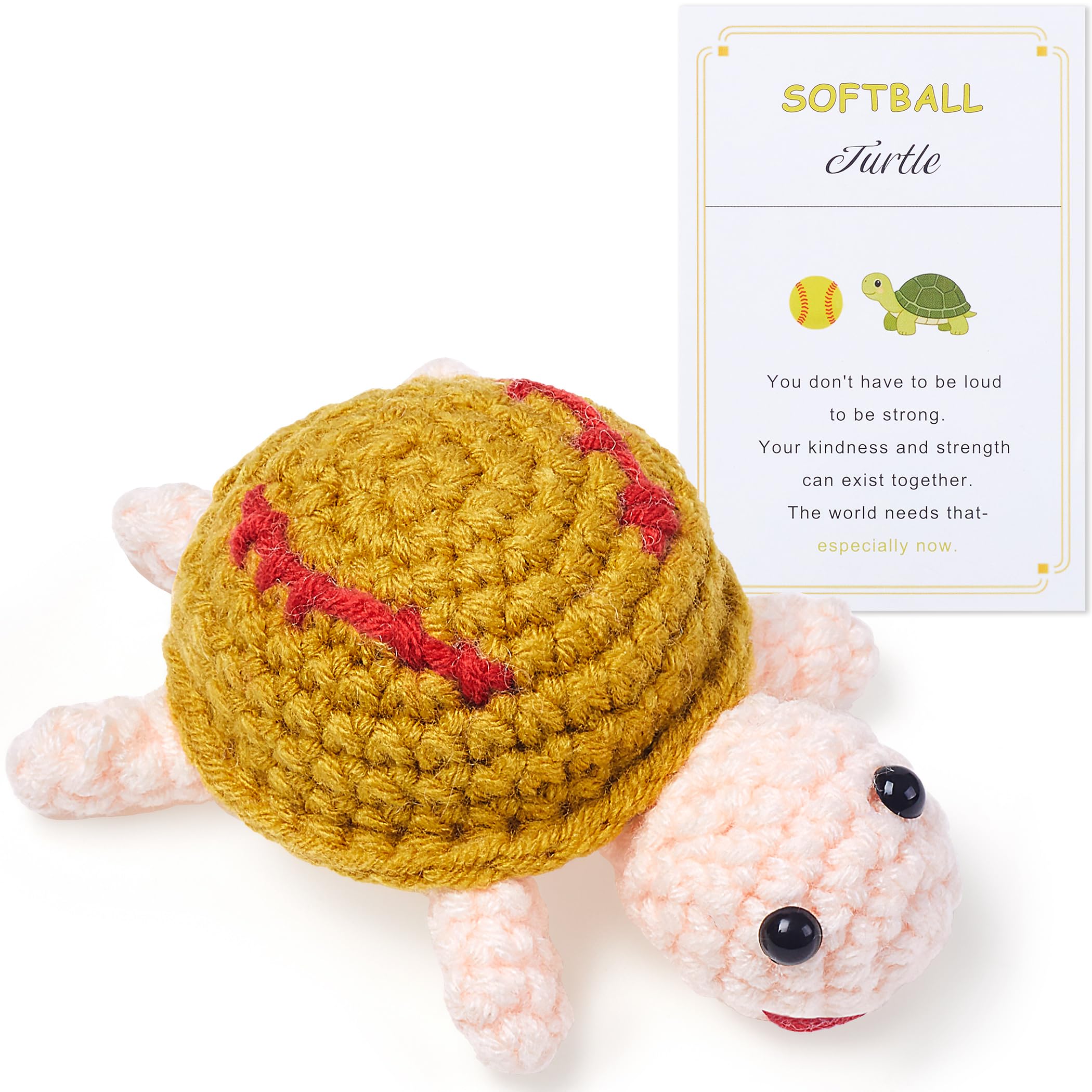AWARDSEN Softball Gifts Positive Crochet Softball Emotional Support Turtle Toy - Inspirational Gift for Teens, Friends & Teammates - Birthday Gift for Men Women