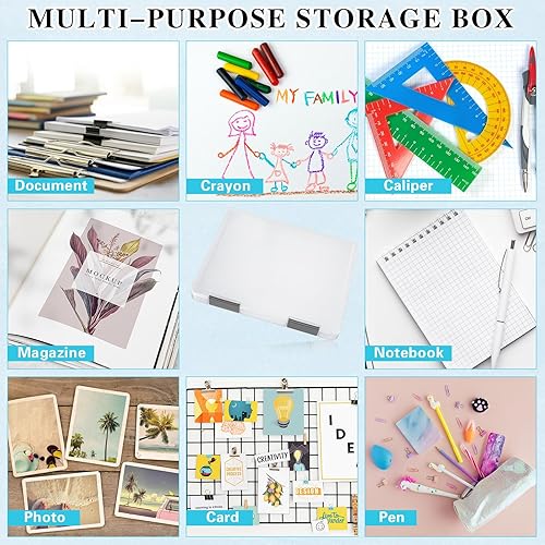 Vista 35 de PerKoop 6 cajas de almacenamiento de papel transparente A4, caja de plástico para archivos, organizador de documentos, tablero de almacenamiento