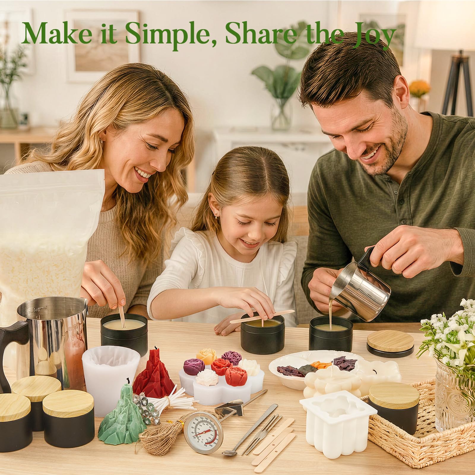 Ashlux Kit per realizzare candele con cera di soia e cera d'api, accessori fai da te, include coloranti colorati, stampi, termometro a quadrante, facile per adulti e principianti, ideale per arte