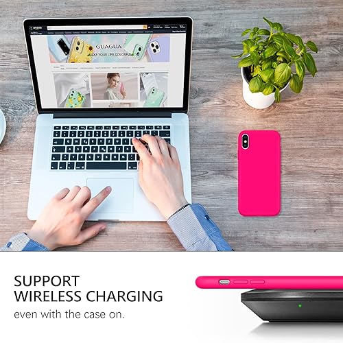 Miniatura 6 de GUAGUA Funda compatible con iPhone XsX de 5.8 pulgadas de silicona líquida de gel suave, forro de microfibra delgada, textura de cojín, a prueba de