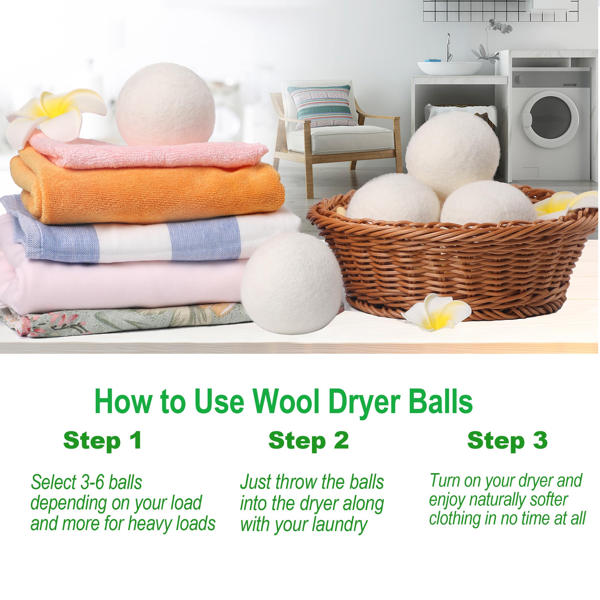 Wool Dryer Balls - Natural Fabric Softener, Reusable, Reduce - View #4