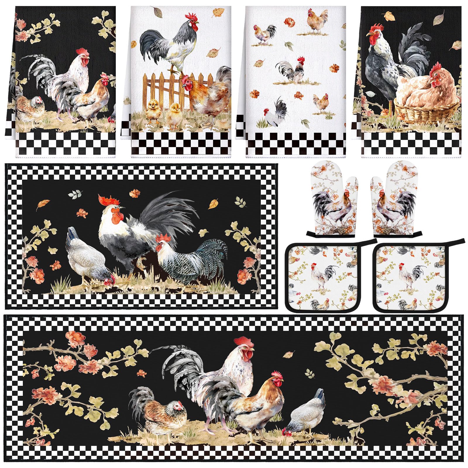 Fourluoo Kitchen Towels & Oven Mitts Set - Farmhouse Decor -25