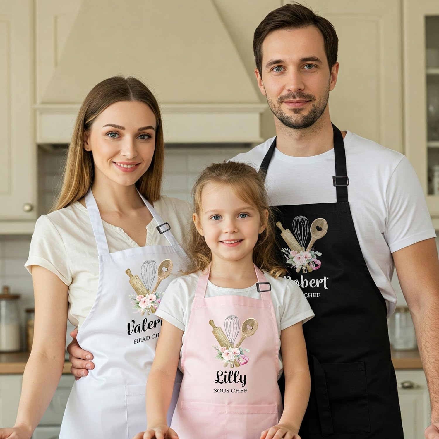 Personalized Matching Family Apron with Names for Christmas Mom Gift for Grandma, Mommy and Me Aprons with Pockets, Cooking Aprons for Family, Gift for Grandma or Dad, Grandpa, Custom Toddler Apron - Image 2