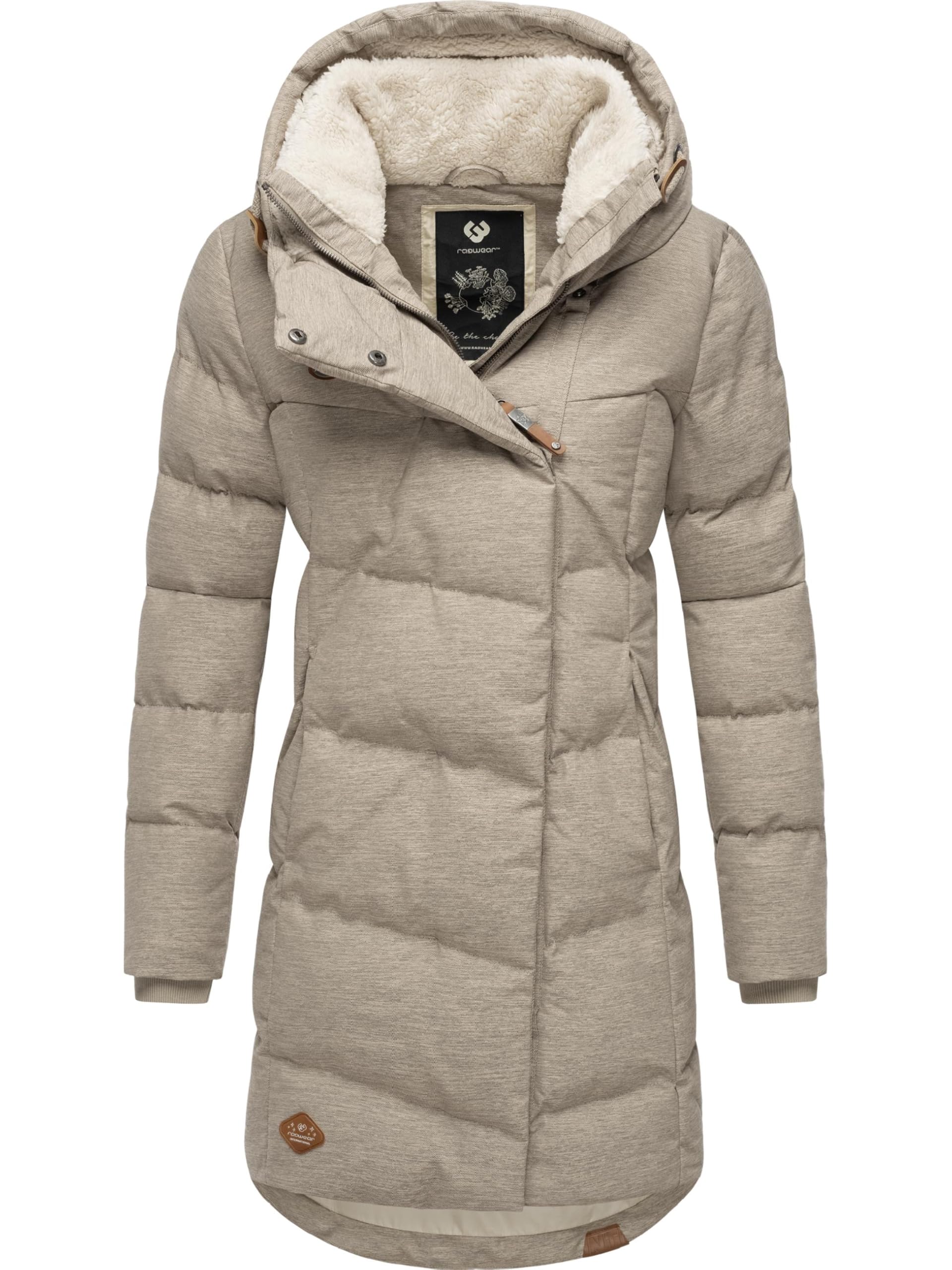 Ragwear Women's Taupe24 Pavla Intl Winter Coat Warm Quilted Coat Long With Hood Xs-6Xl, Xs