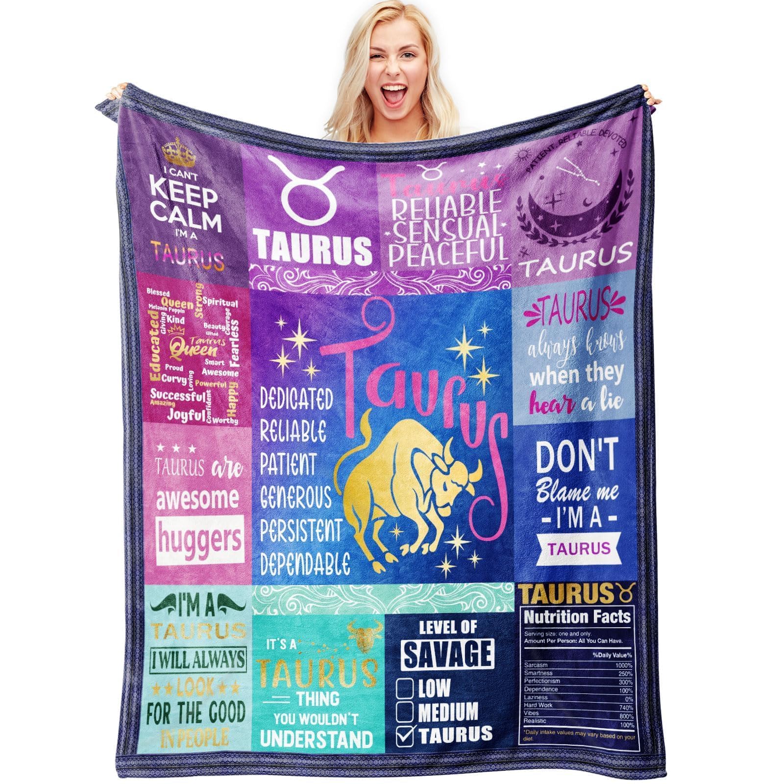 Taurus Gifts for Women – Zodiac Throw Blanket 50"x60" – Soft Astrology Fleece Blanket for Taurus Girls, Teens & Moms – Cozy Birthday Idea