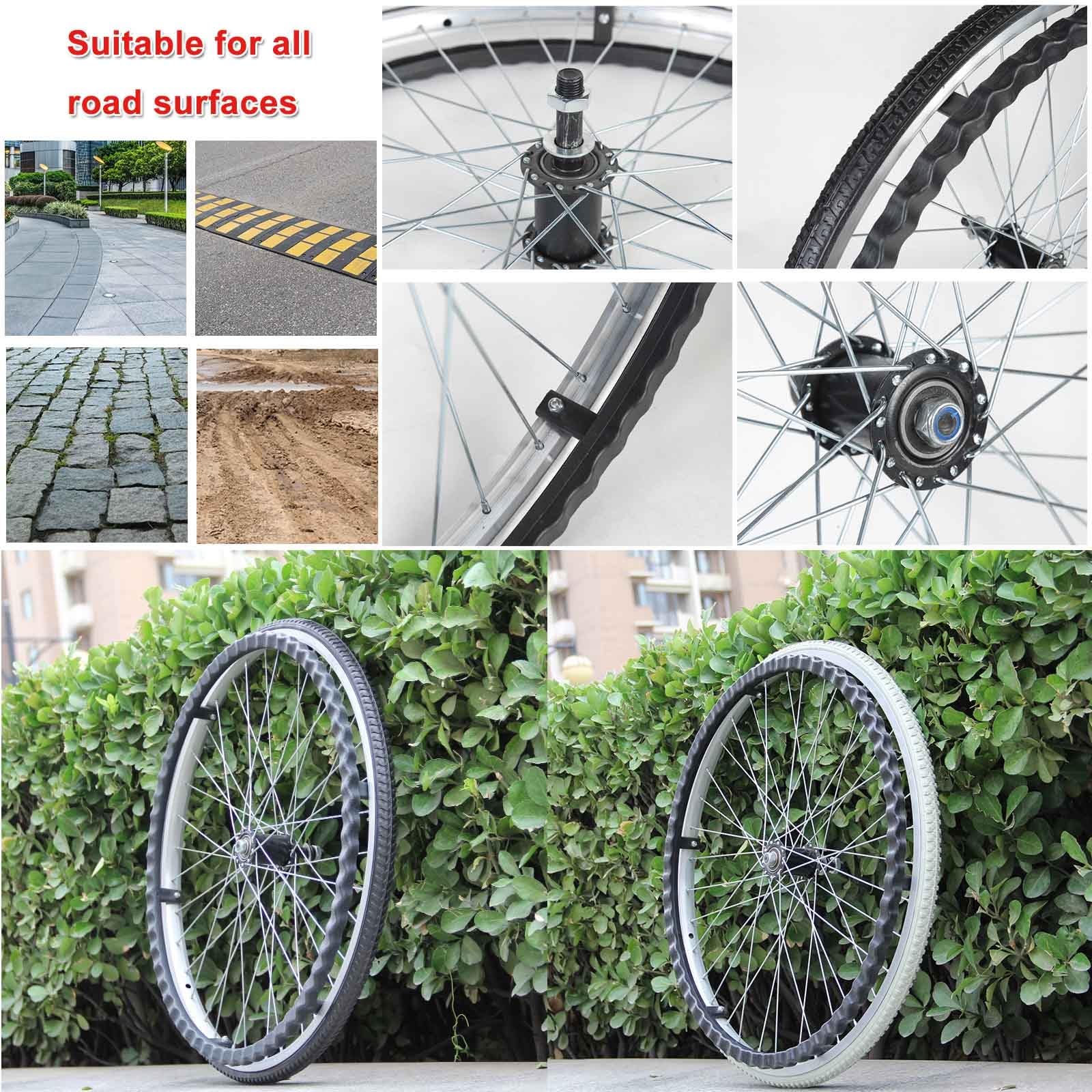2x Rueda Trasera De 24 Pulgadas Para Sillas De Ruedas, Ruedas De Repuesto Para Sillas De Ruedas, Resistente Al Desgaste, Capacidad De Carga 120 Kg, Piezas De Repuesto, Gris/Negro