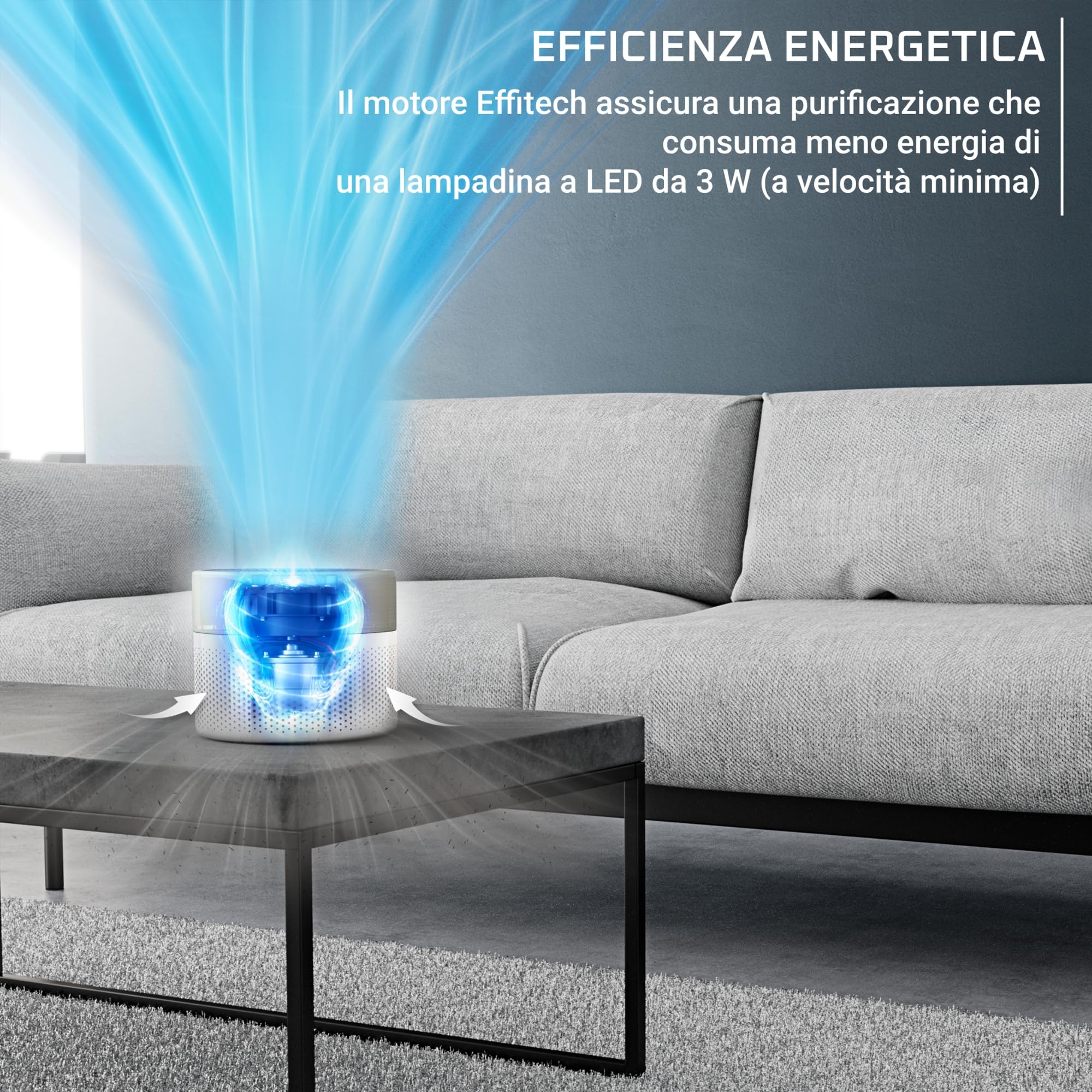Rowenta Pure Air Mini, Purificatore d'aria, Filtro HEPA, Soggiorni fino a 22 m², 85 m³/h, Molto silenzioso, Riduce i cattivi odori, Motore Effitech, Bianco/Beige, PU1521F0
