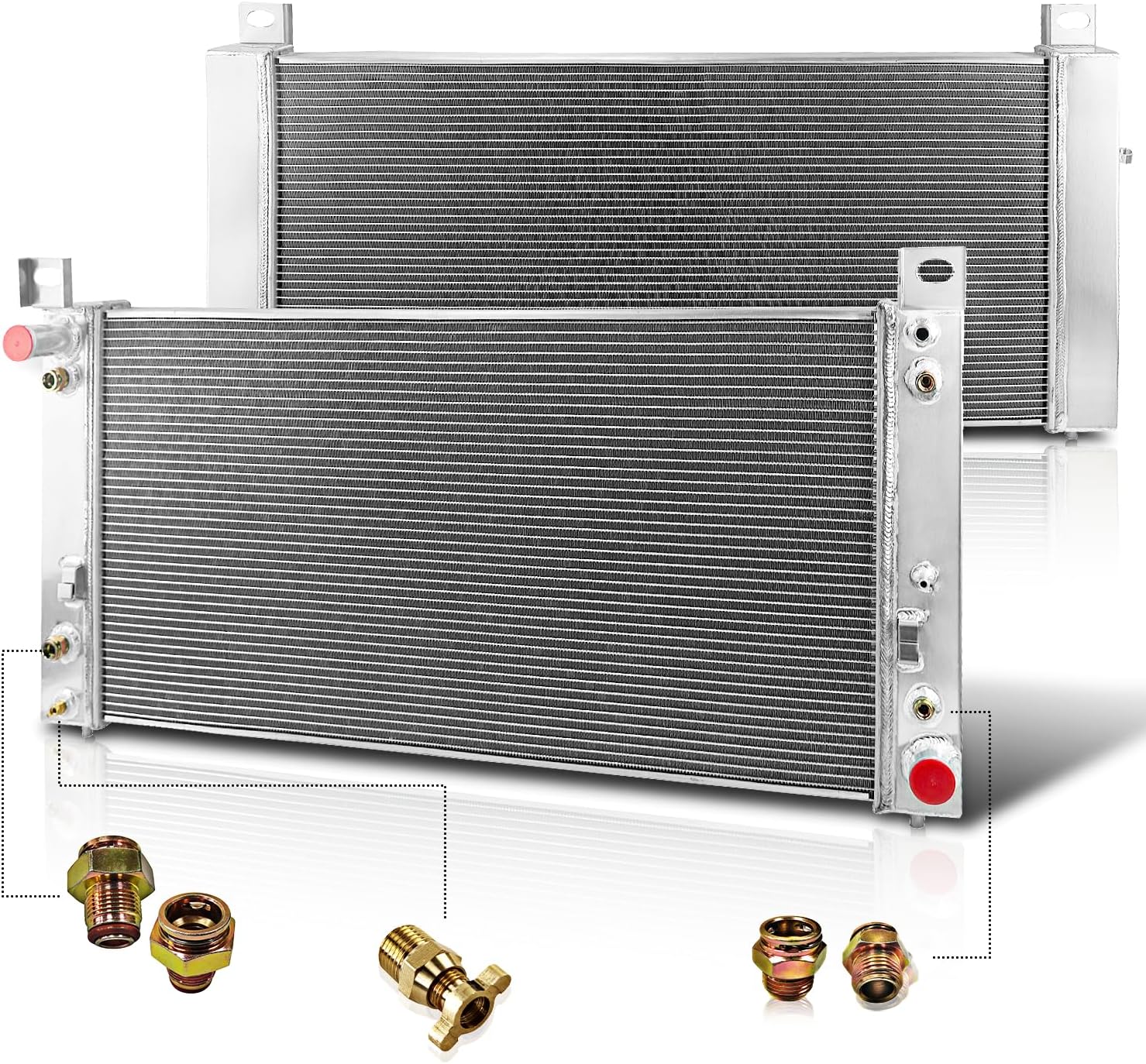 3/4 Row Aluminium CU2370 Radiator Compatible with 1999-2014 00 01 Chevy GMC Sierra Yukon Silverado Suburban Tahoe Escalade 1500 2500 3500 HD 4.8 5.3 6.0 6.2 V8 (4 Row Core-Duble Oil Cooler)