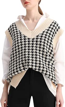 SAFRISIOR Oversized Houndstooth Knitted 