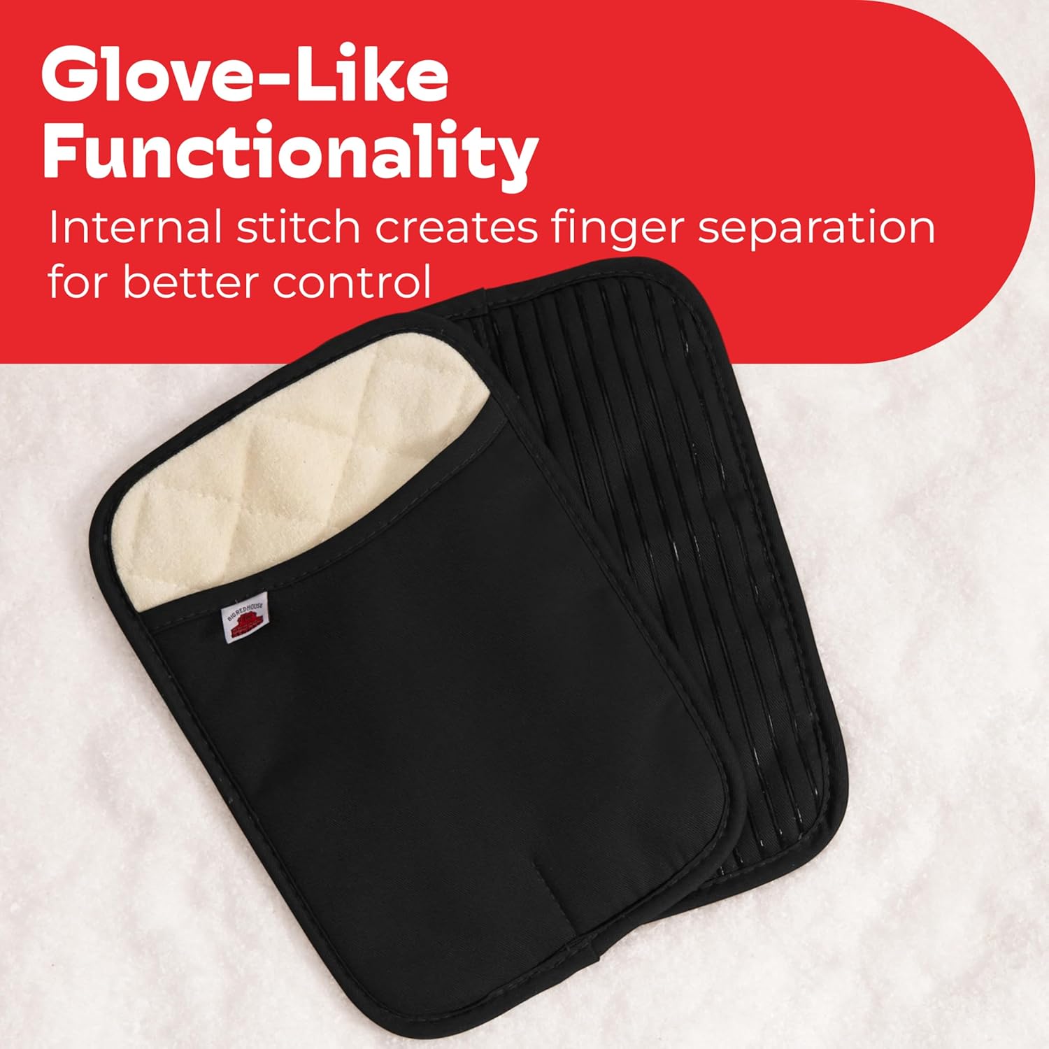 Big Red House - Silicone Pot Holders - Set of 2 Black - 10 x 6.75 - Heat Resistant to 536 F / 280 C Kitchen Protectors Hot Pans Baking Professional Grade Cooking Mitts - Image 4