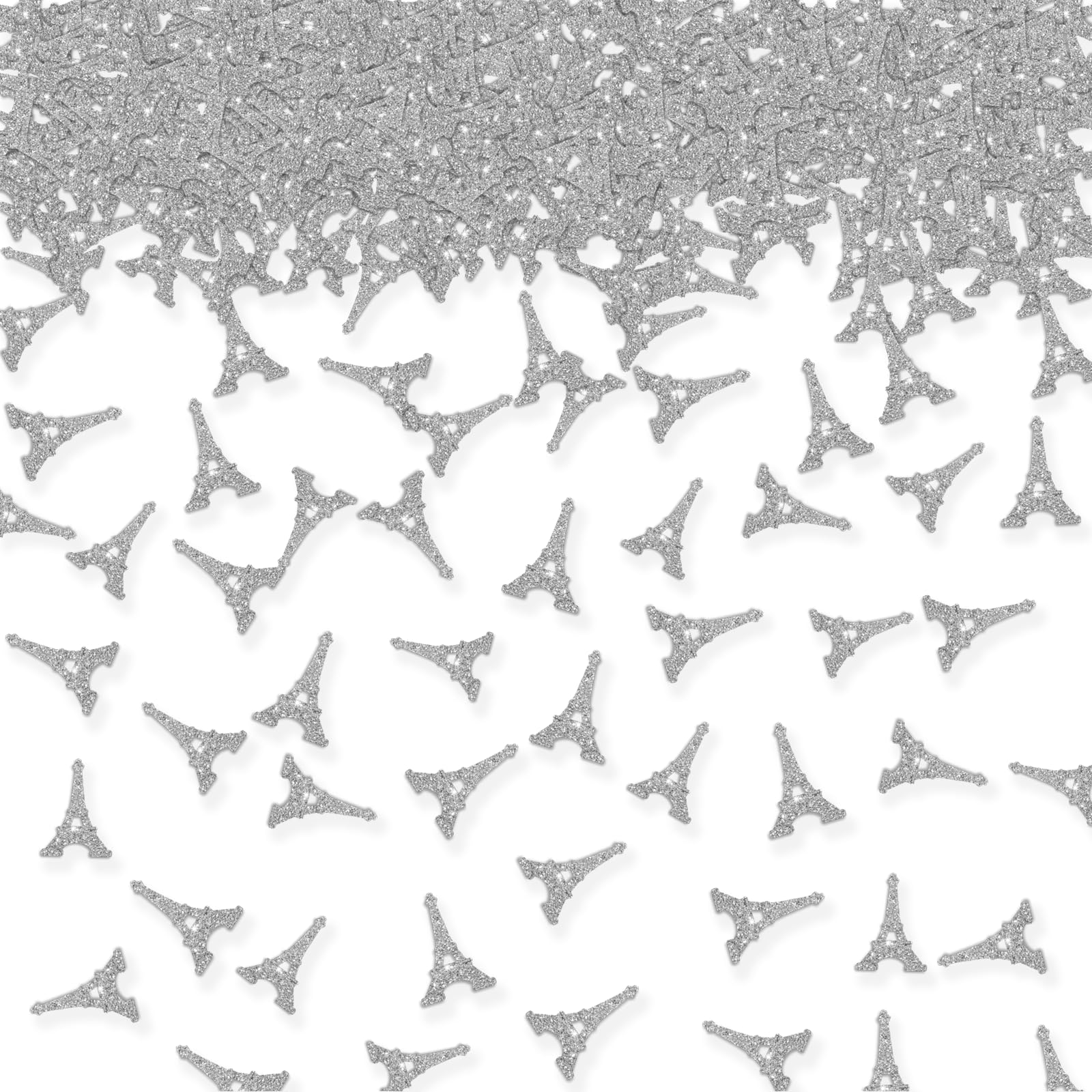100pcs Eiffel Tower Confetti, Silver Glitter Paris Party Table Confetti, Paris French Theme Party Paper Scatters, Baby Shower/Bridal Shower Party Table Decoration