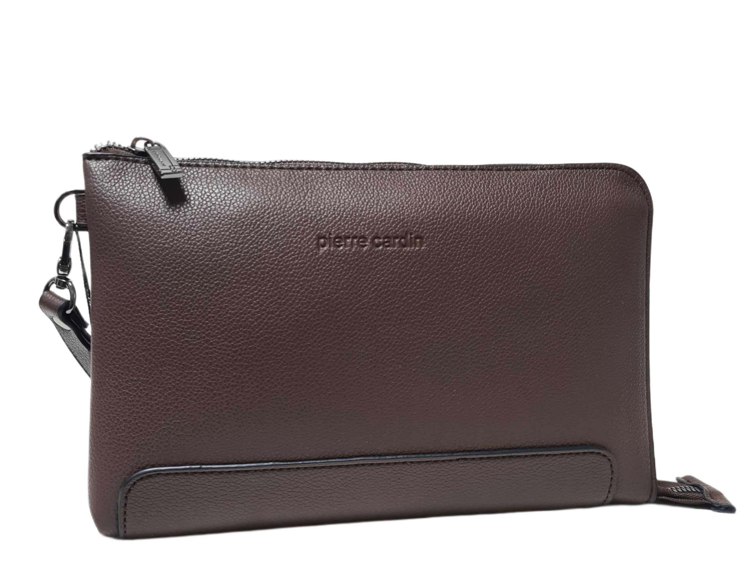 Pierre Cardin Borsello Pochette a Mano in Pelle Sintetica, Nero, Blu e Marrone, con Manico Rimovibile, Dimensioni 25,5x16,5X2 cm ART. 14 Stampa Logo a Fuoco sul Frontale