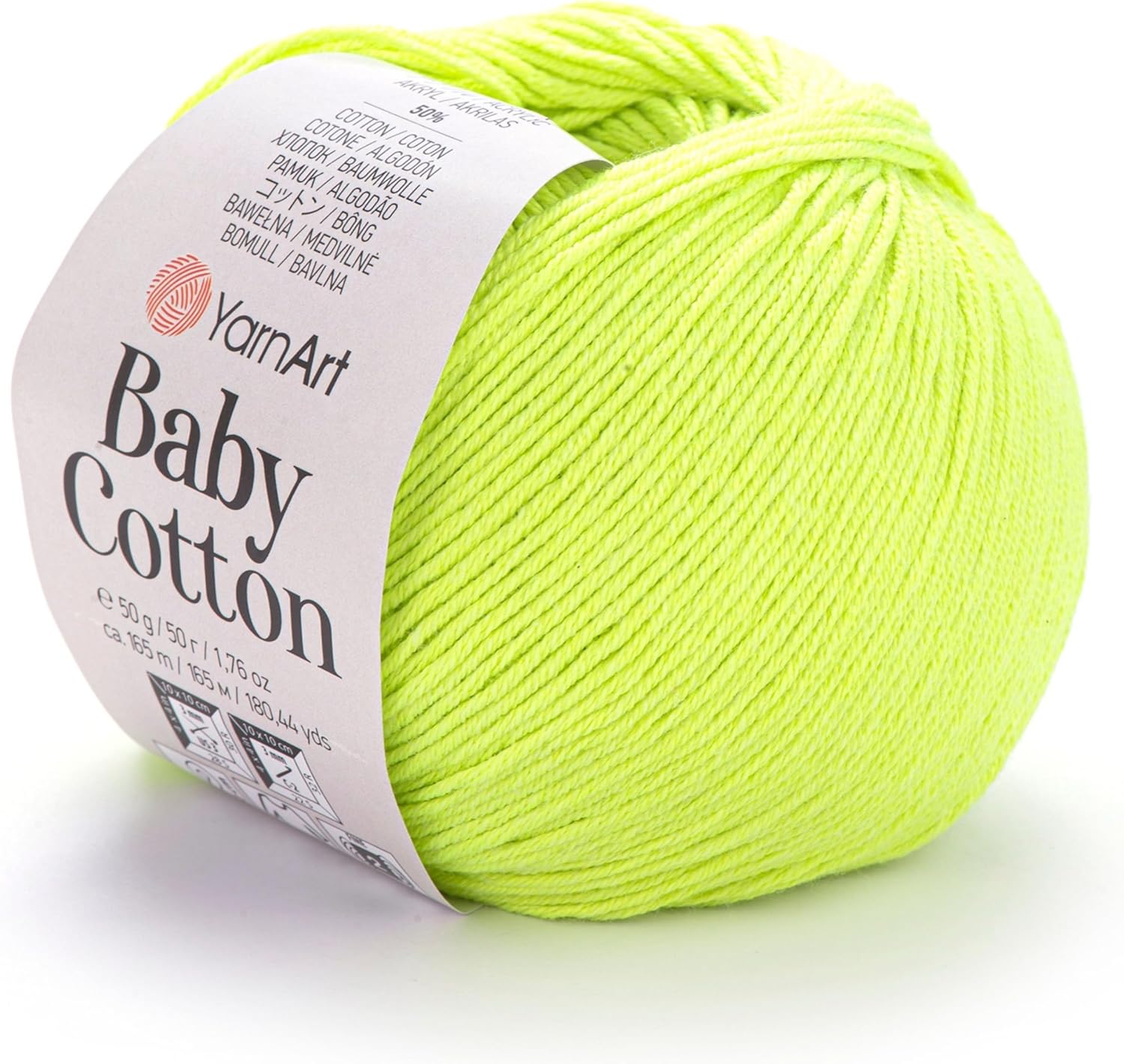 YarnArt Baby Cotton Yarn – Soft Knitting Yarn for Baby & Summer, 50% Cotton 50% Acrylic, 1.76 Oz, 180.44 Yds, Ideal for Amigurumi & Crochet Projects (1, 430)