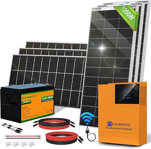 ECO-WORTHY 4.8KWH Solar Power Complete Kit 1200W 24V with Lithium
