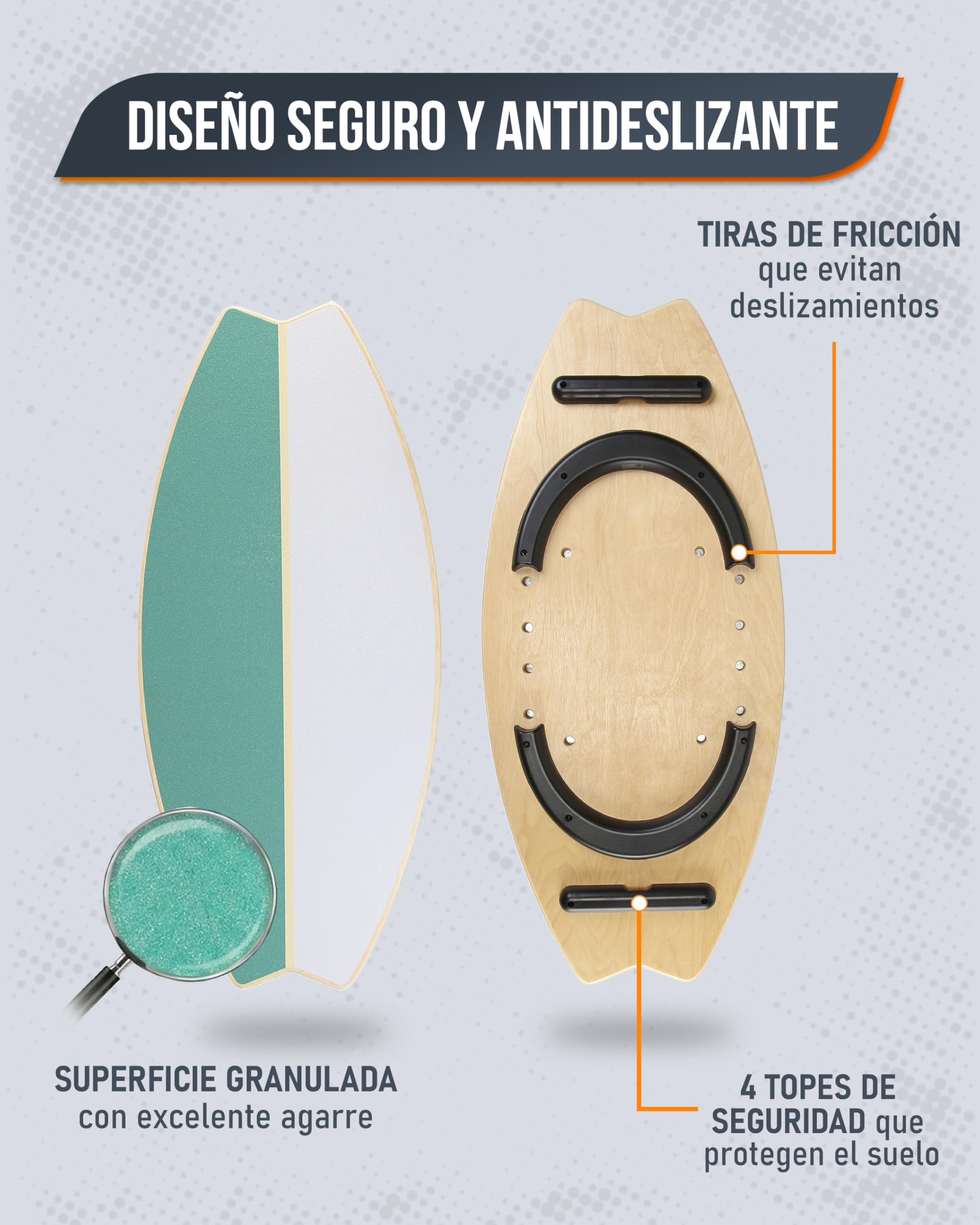 unycos - Tabla de Equilibrio Multifunción de Madera 80 x 35 cm con Rodillo y Pelota, Balance Board Antideslizante con 7 Modos y Topes Magnéticos, hasta 200 kg, para Core, Coordinación y Fitness