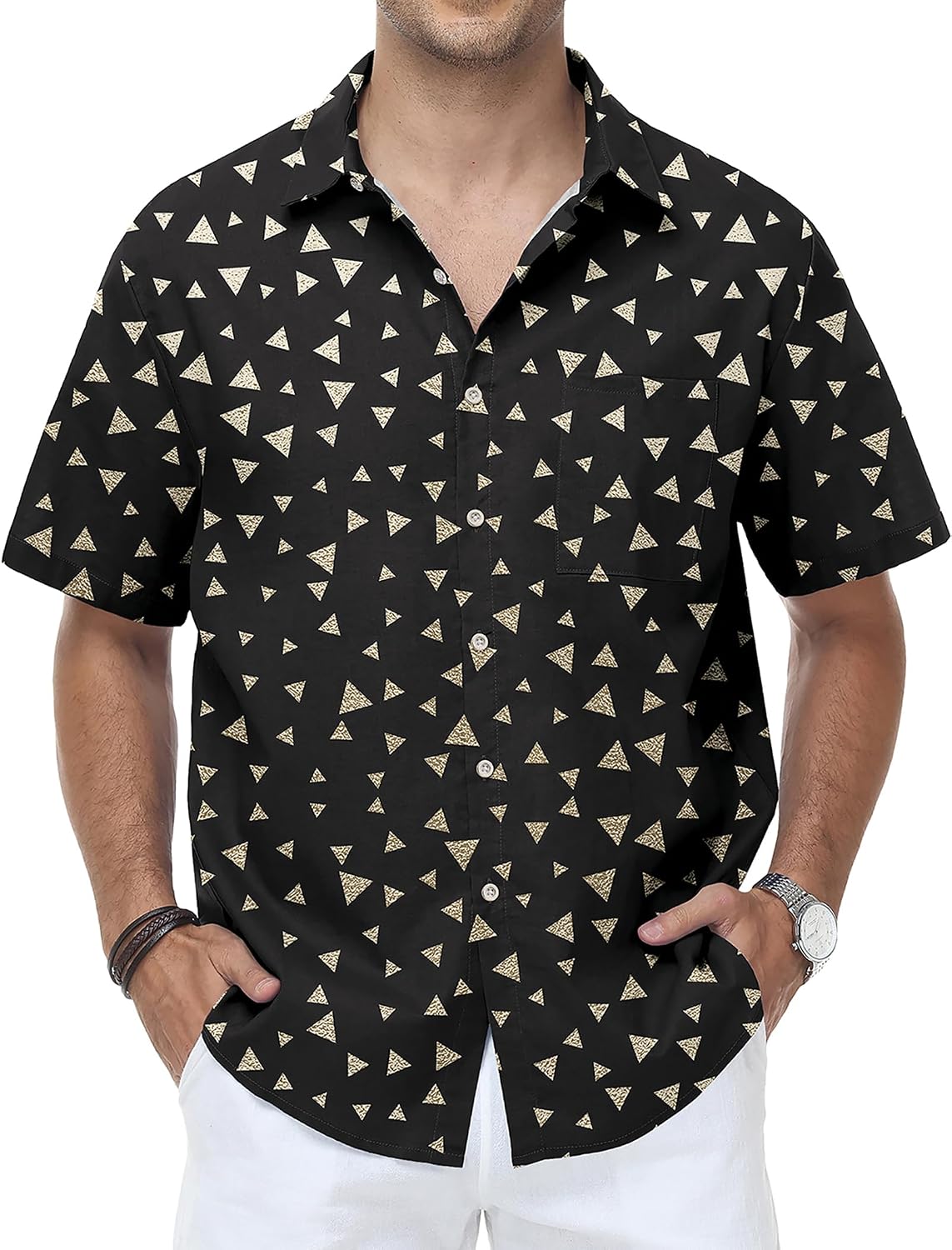 KYKU Men's Hawaiian Shirt Short Sleeve Tropical Button Down Casual Summer Beach Vacation Shirts