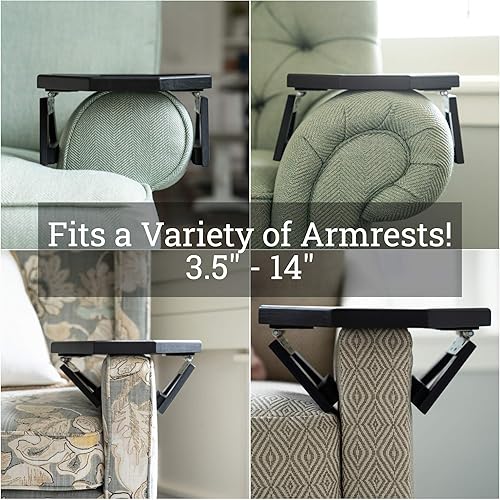 Miniatura 6 de Shamrock Home Mesa de Brazo de Sofá de Bambú, Mesa de Sofá con Bandeja que se Engancha para Sofás. Bandeja de Brazo de Sofá para Cenas frente al TV,