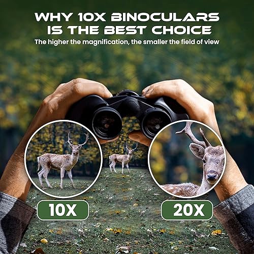 Miniatura 7 de Prismáticos de 10 x 50 para caza  Binoculares HD de alta potencia para adultos para observación de aves, viajes, juegos deportivos con funda de