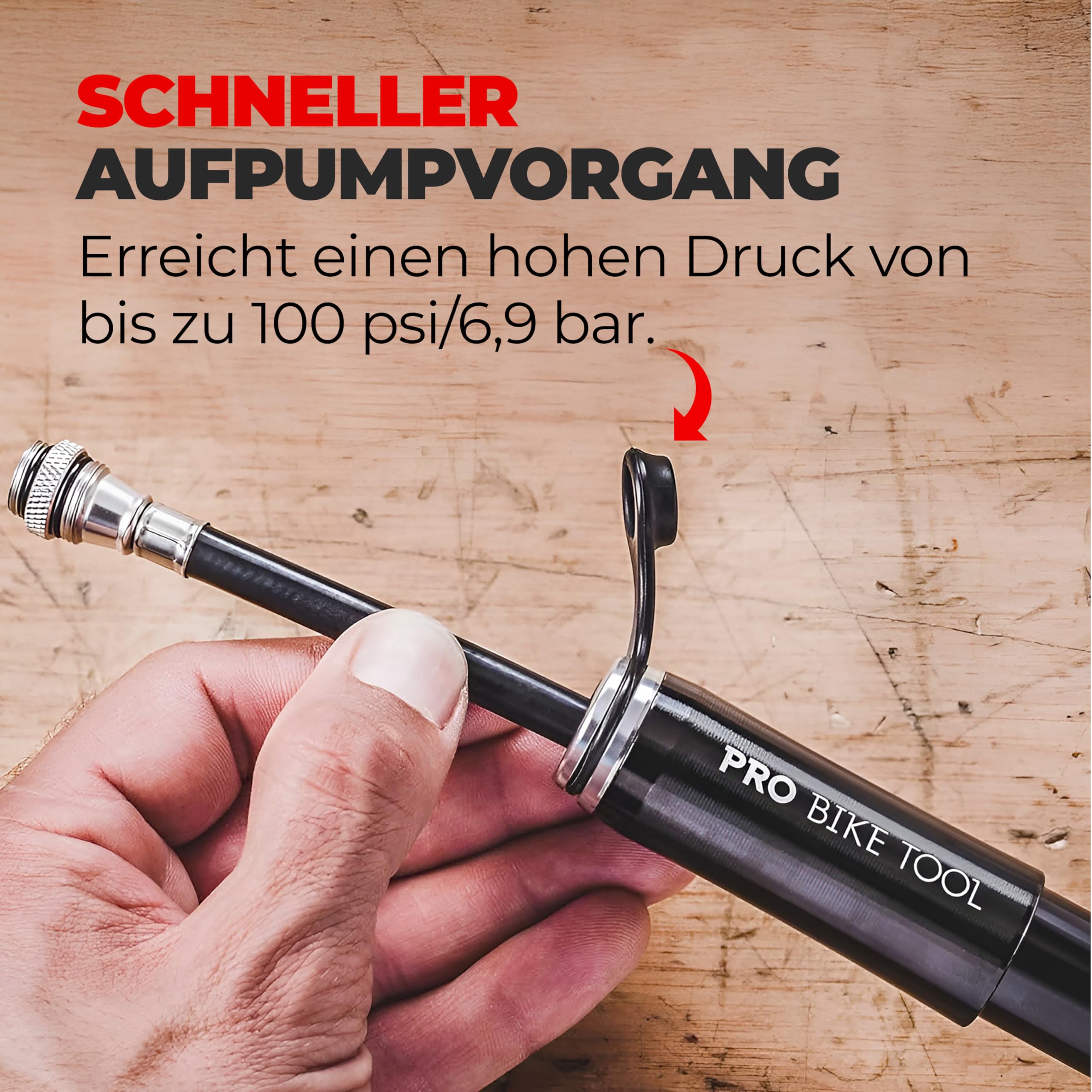 Pro Bike Tool Mini-Fahrradpumpe für Presta- und Schraderventile, Hochdruck-PSI, zuverlässig, kompakt und leicht, hervorragende Qualität und Leistung, Fahrrad-Reifenpumpe für Rennräder, Mountainbikes und BMX-Fahrräder