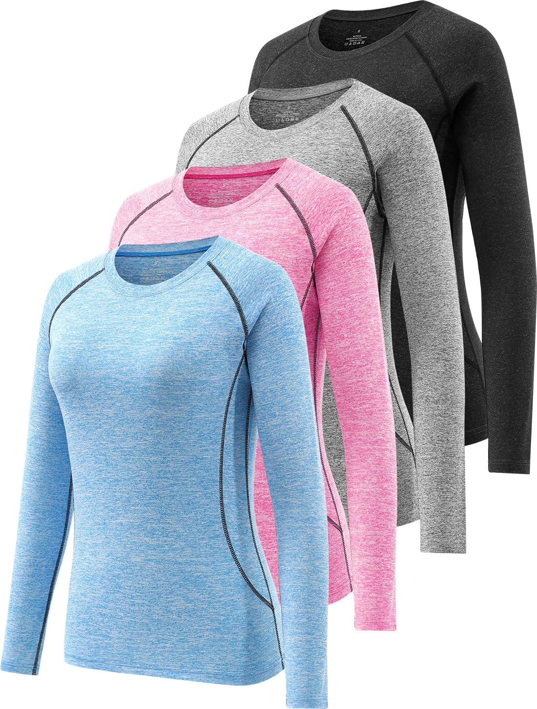 Ullony Womens Long Sleeve Moisture Wicking Tee Shirt Long Sleeve Workout Tops for Women Dry Fit Yoga Athletic Running T Shirt