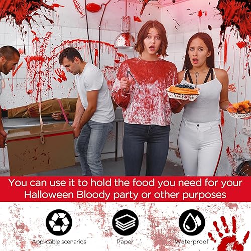 Miniatura 5 de 100 bandejas de papel de Halloween para alimentos, suministros de fiesta de Halloween, bandejas de nachos de 2 libras, araña, pirata, sangriento,