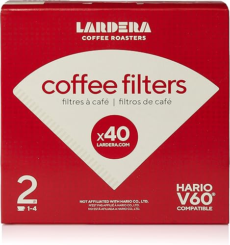Filtros de café blanco blanqueados con oxígeno #2 compatibles con Hario para gotero V60, 40 unidades