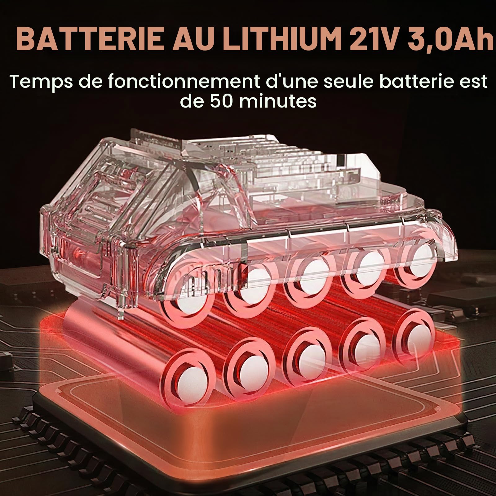 Débroussailleuse Électrique Sans Fil 21V, Coupe-Bordure avec 2 x 3.0Ah Batterie, 3 Types de Lames, Tige Télescopique, Faible Bruit, Pliante