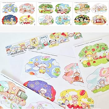 Amazon | シール Molinta モリンタ 少女 动物日记 和紙テープ