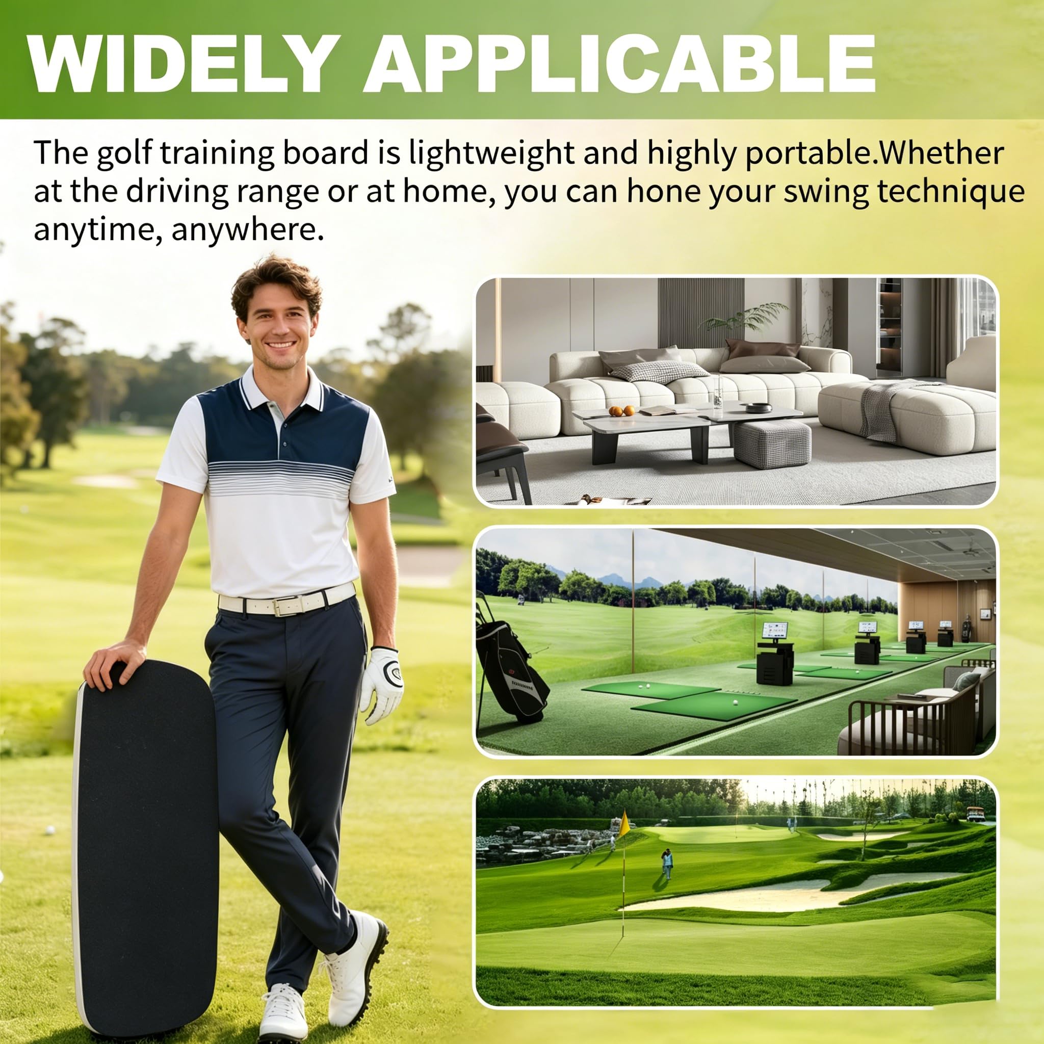 uyoyous Golf-Schwungdruckbrett Holz für Anfänger Golf Balance Board 73×28×2 cm Golf Swing Action Haltungskorrektur Tragkraft 150 KG Golf Simulator Druckplatte Für Golfschwungtrainer