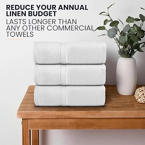 Miniatura 5 de belem Toallas de lujo a granel para hoteles Paquete de 36 (27 x 54) 100% algodón Toallas de baño grandes blancas a granel Altamente absorbentes,