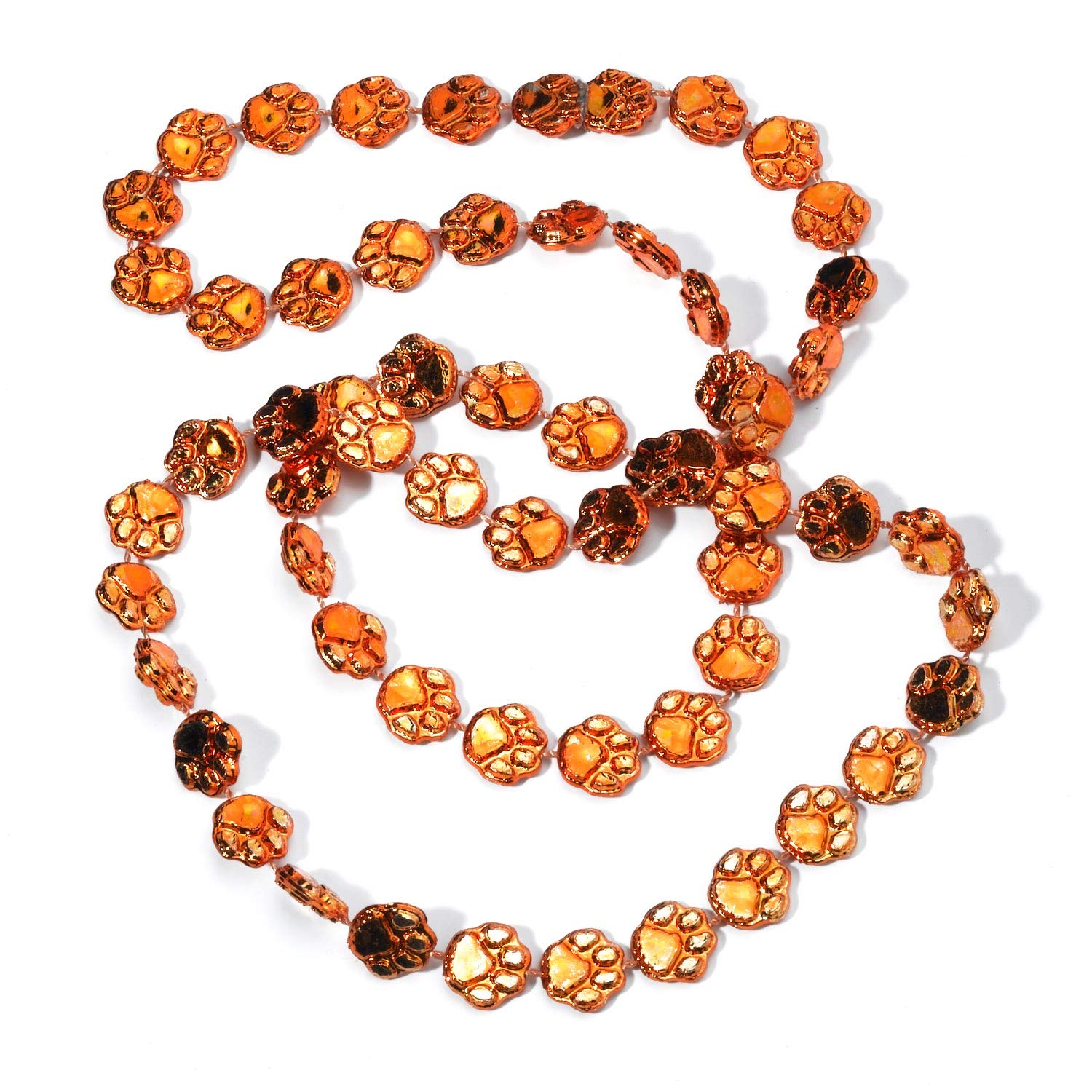 Anderson'sOrange Paw Beads, 33 Inches, Set of 12, Fan Gear, Birthdays, Homecoming, Game Days, Sports Fan Gear,School Spirit, Football Cheerleader Accessories