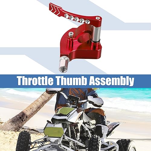 Miniatura 2 de X AUTOHAUX Conjunto universal de acelerador de pulgar de 78 pulgadas para Yamaha Banshee 350 Blaster 200 YFZ450 Warrior 350 Metal Rojo