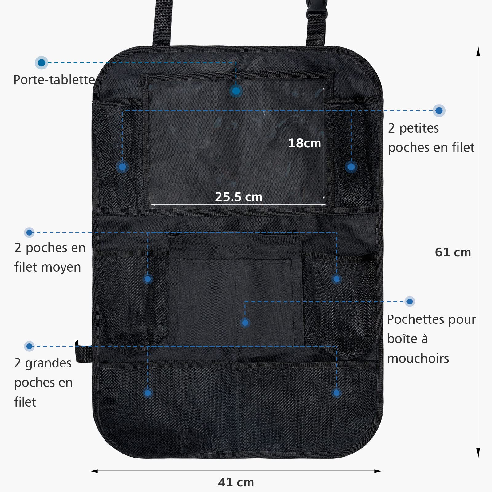 Lifeant, Auto-rugleuningbeschermer en organizer, auto-organizer, organizer voor de achterbank voor kinderen, waterdicht Oxford-doek, autostoelorganizer, organizer met grote opbergtas Lifeant, Auto-rugleuningbeschermer en organizer, auto-organizer, organizer voor de achterbank voor kinderen, waterdicht Oxford-doek, autostoelorganizer, organizer met grote opbergtas