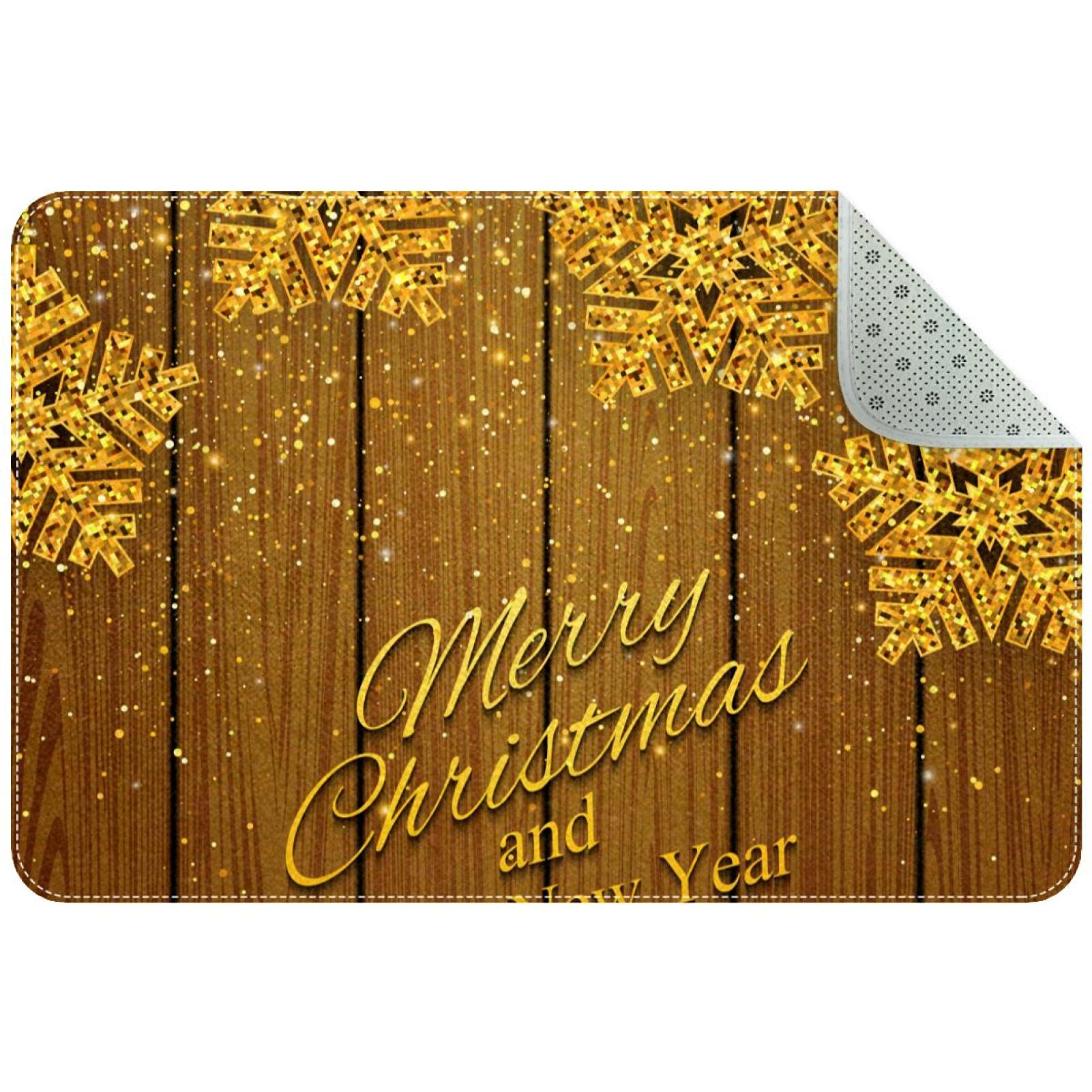Paillasson de Noël en bois doré flocon de neige l'élégance d'un tapis d'entrée premium