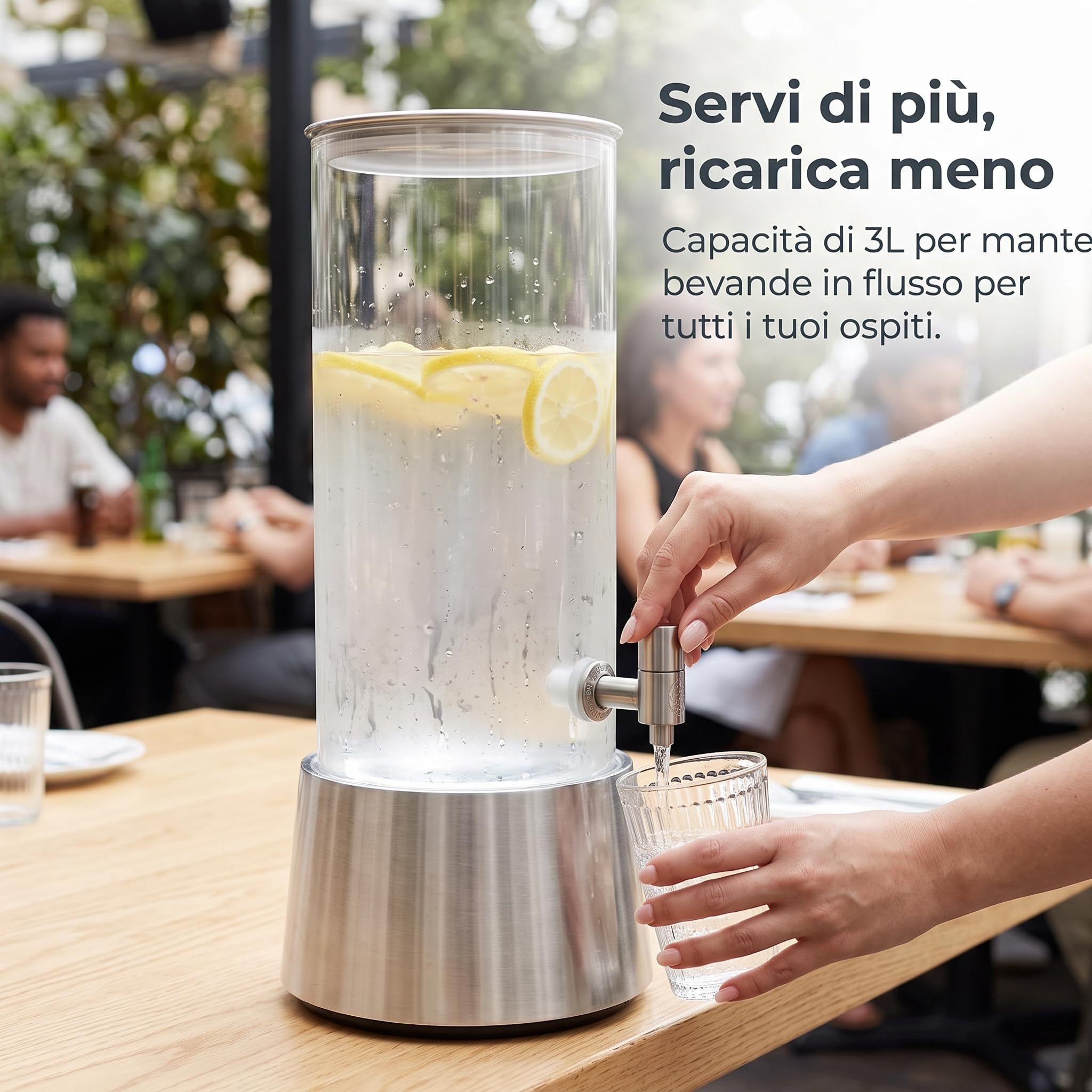 ogatore bevande 3 litri con rubinetto, dosatore cocktail p ristoranti ed eventi, p acqua, style to 2