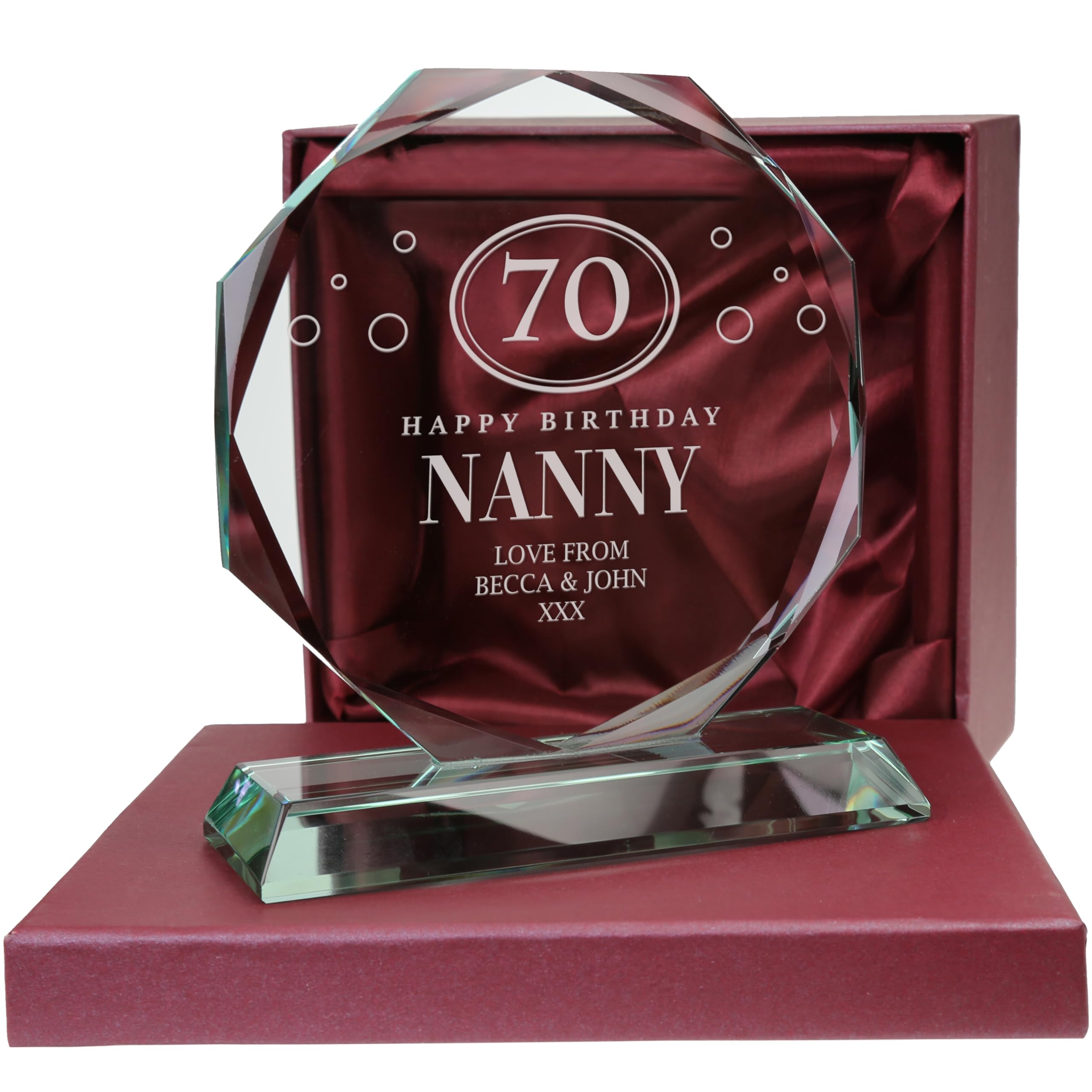 De Walden Clear 70Th Birthday Gift Personalised Engraved Presentation Cut Glass Keepsake