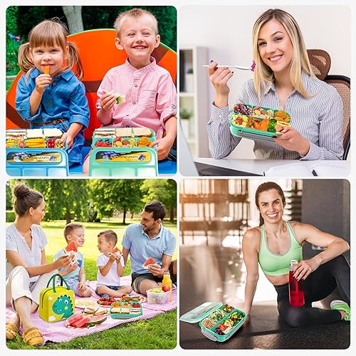 Miniatura 7 de Lonchera Bento, 28 unidades, accesorios para lonchera para niños, 4 compartimentos, a prueba de fugas, contenedor para adultos con cortadores de