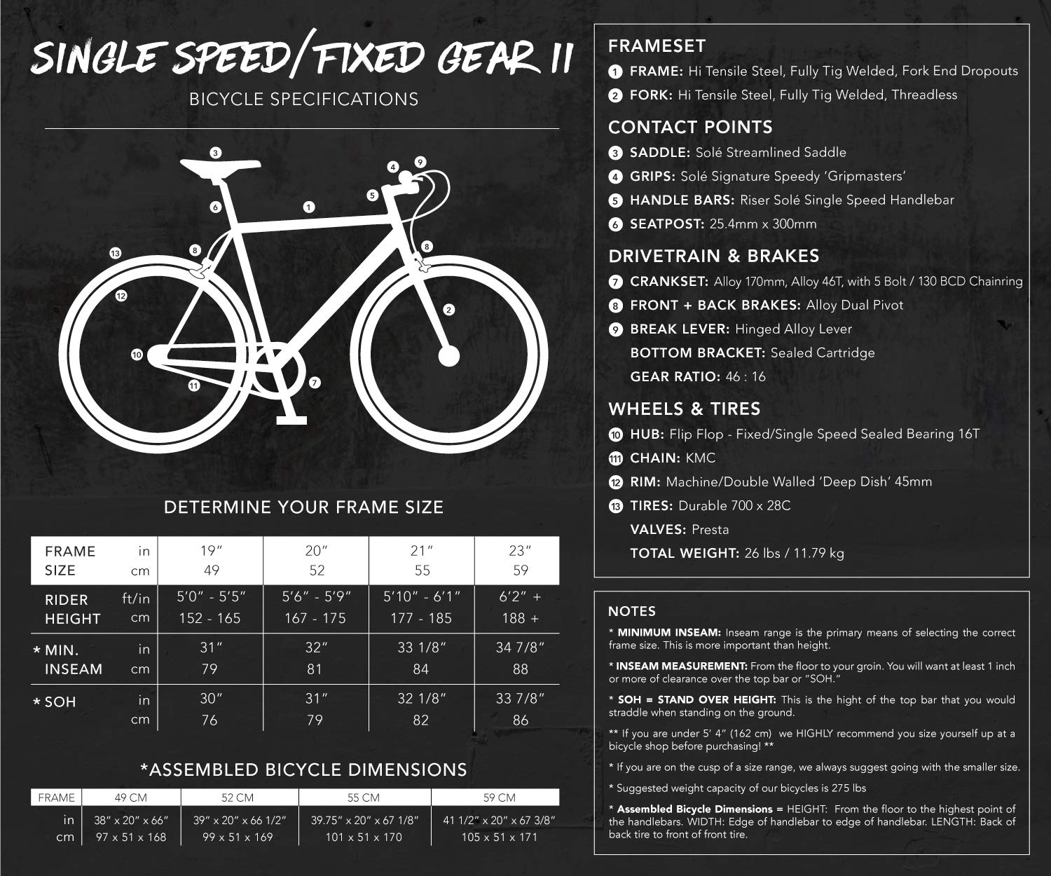 Solé Bicycles Single Speed/Fixed Gear Urban Commuter Bike, Multiple