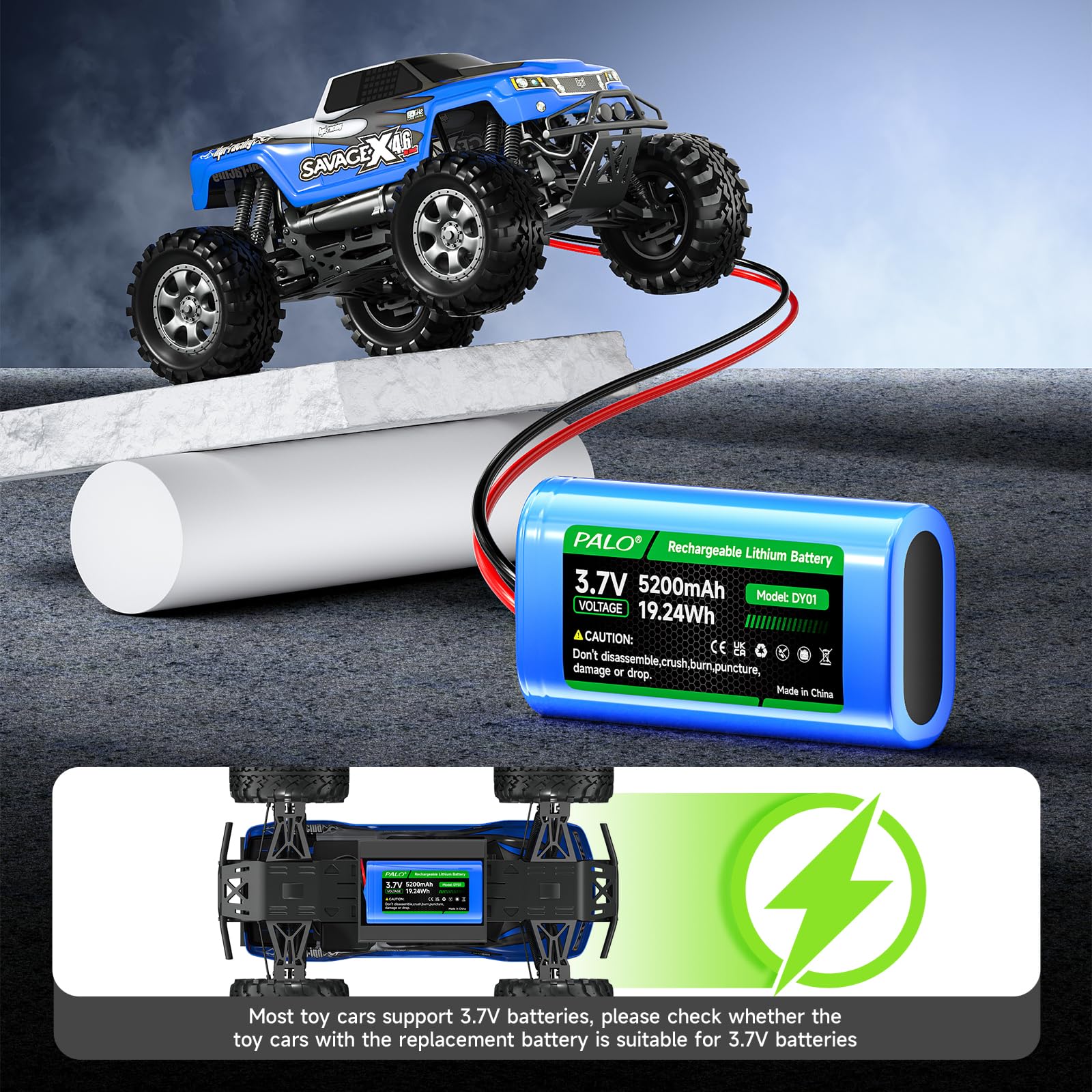3.7V 5200Mah XH2.54/2P Batteria Connettore, Batterie Litio