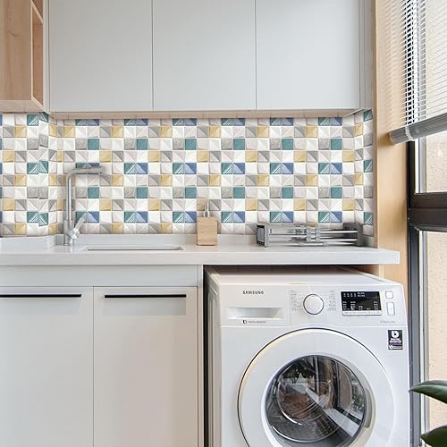 Miniatura 6 de 20 calcomanías para azulejos en muro para despegar y pegar, 4 x 4 pulgadas (3.9 x 3.9 in), decoración marroquí, autoadhesivas, impermeables, para