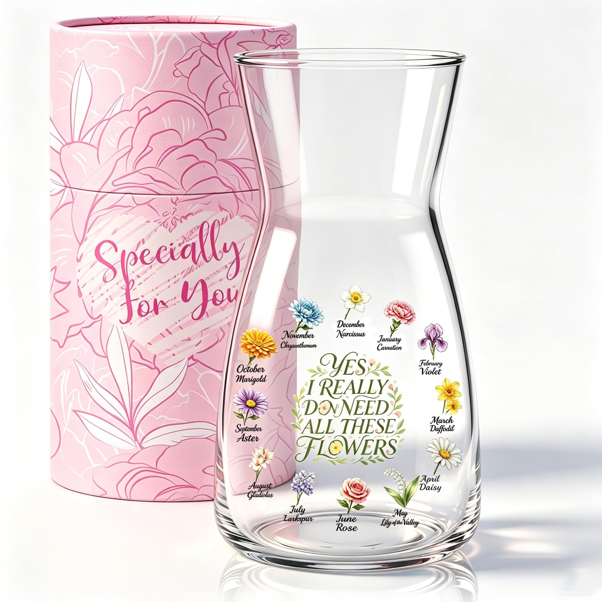 Gifts for Women Glass Flower Vase Best Friend Birthday Gifts for Women Her